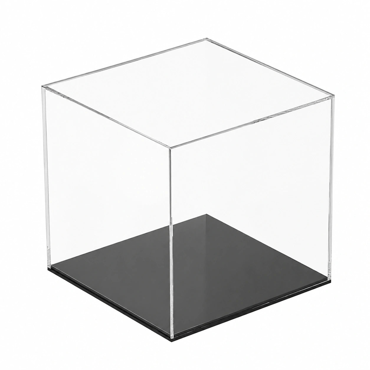 Hansen Acryl-Vitrine mit schwarzem Boden, quadratisch 40x40x40 cm