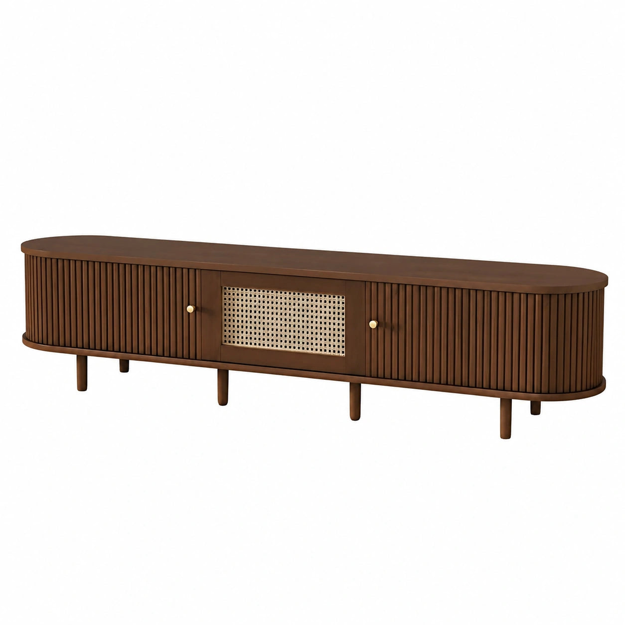 TV-Schrank in Dunkel-Nussbaum mit Einstellbaren Füßen, 180x40x40cm, Modernes Lowboard für Wohnzimmer
