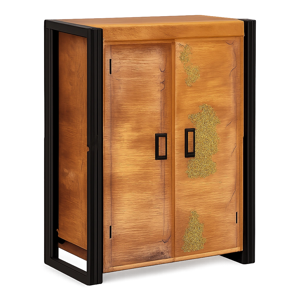 Recyceltes Holz Highboard mit Türen, Braun und Metall, Vielseitiger Stauraum für Wohnzimmer