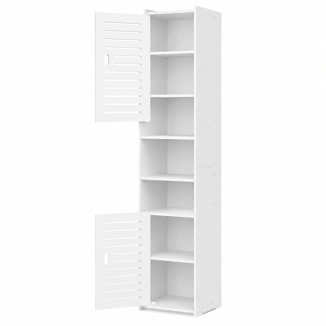 OUDIE Schmaler Hochschrank für Badezimmer, Vitrine, freistehend, Möbel-Organizer, ideal für Büro, Wohnzimmer, Küche, Flur, Toilettenpapier, Weiß