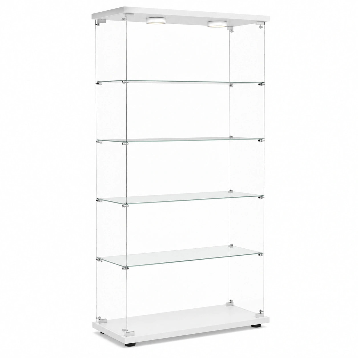 Aplancee Glasvitrine mit 5 Ebenen, RGB LED, abschließbare Türen, Weiß