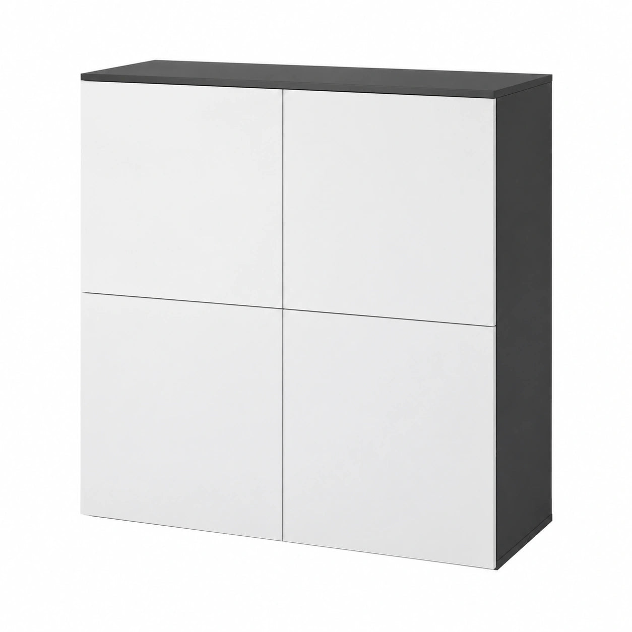Moderne Kommode mit 4 Türen in Anthrazit und Weiß, Vielseitiger Mehrzweckschrank, 100x36,4x98 cm