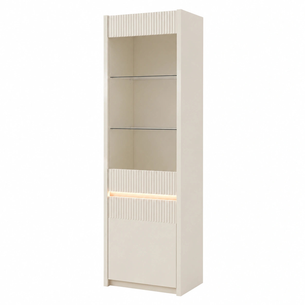 Elegante Vitrine aus Eichenholz mit Glasfront und Beleuchtung, 2 Türen, 60,6 x 197,9 x 41,5 cm