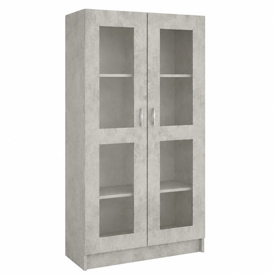 Moderne Vitrinenschrank in Betongrau für Büro und Wohnzimmer
