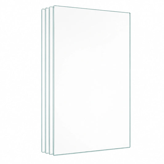4er Set Glaseinlegeboden 625x236x4mm Transparent mit Trägern & Kappen - Hergestellt in Deutschland - Ideal für Vitrinenregale - ESG Glas