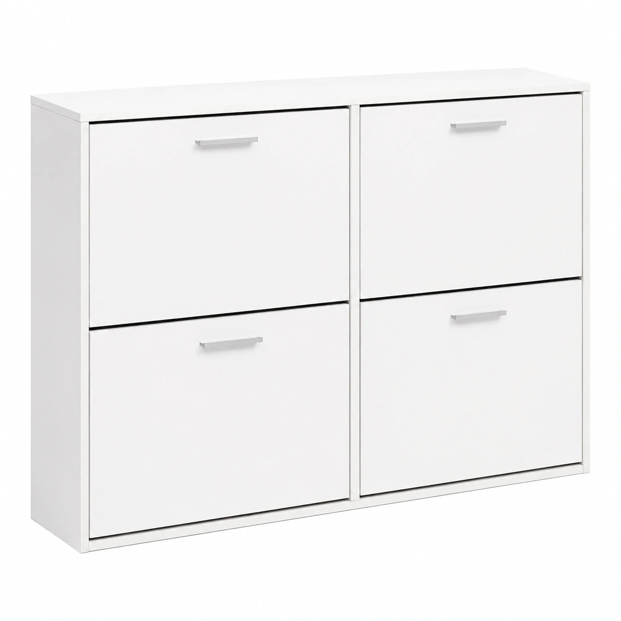 FineBuy Schuhschrank mit 4 Klappen für bis zu 24 Paar Schuhe, Weiß, 120 x 81 x 24 cm