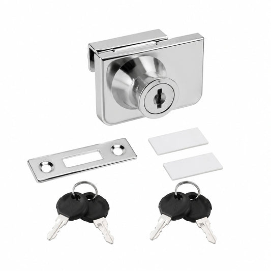 Selyse Vitrinenschloss Set für Glastüren, Zinklegierung, bohrfreie Montage, für 4-8mm Glas, inkl. 4 Schlüssel