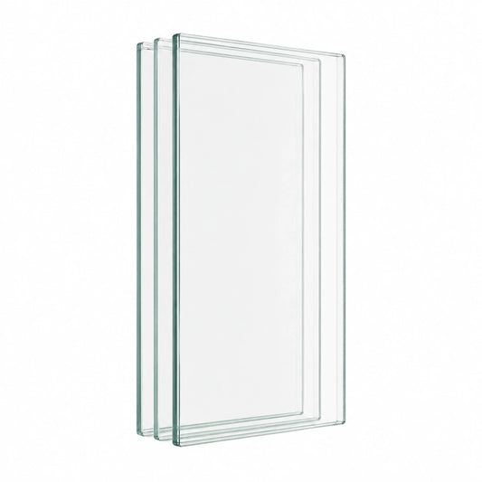 Glaseinlegeboden Set aus ESG 558x185mm mit Zubehör - Regal-Upgrade für Vitrinen