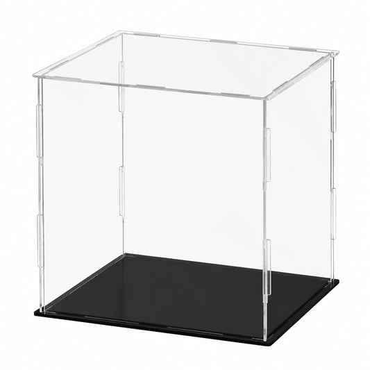 Acryl-Vitrine mit schwarzer Basis für Sammlerstücke und Action-Figuren, staubdicht, 20 x 15 x 20 cm