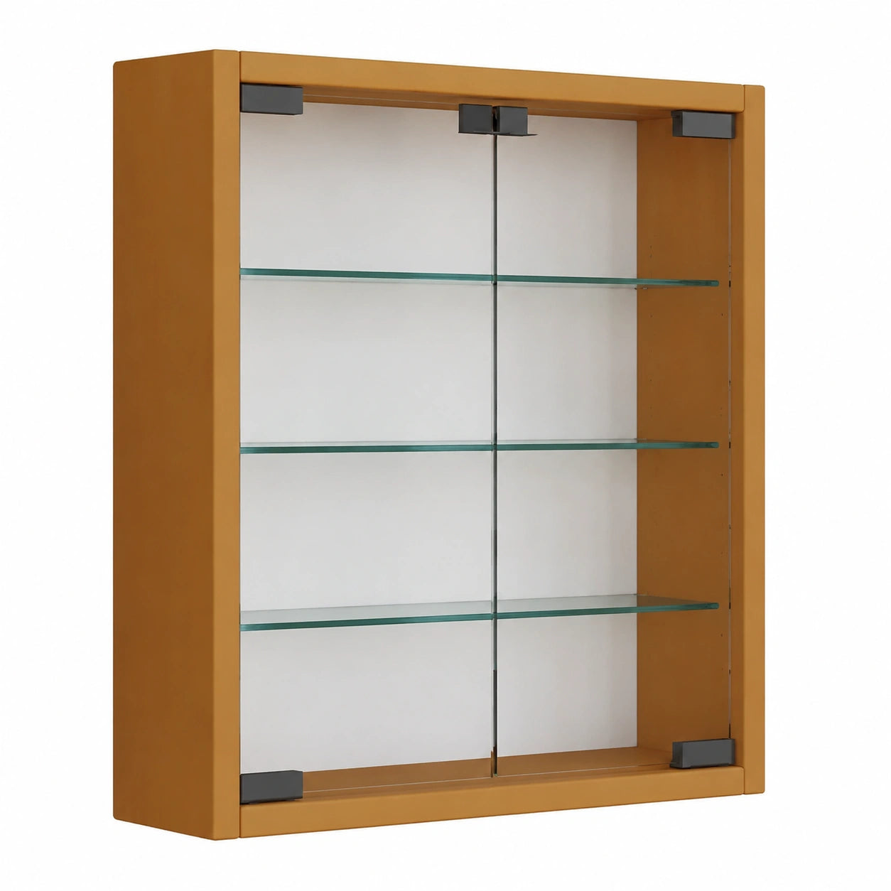 Moderne Wandvitrine aus ESG-Sicherheitsglas, ca. 40x40x10 cm, platzsparend