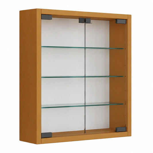 Moderne Wandvitrine aus ESG-Sicherheitsglas, ca. 40x40x10 cm, platzsparend