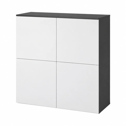 Moderne Kommode mit 4 Türen in Anthrazit und Weiß, Vielseitiger Mehrzweckschrank, 100x36,4x98 cm