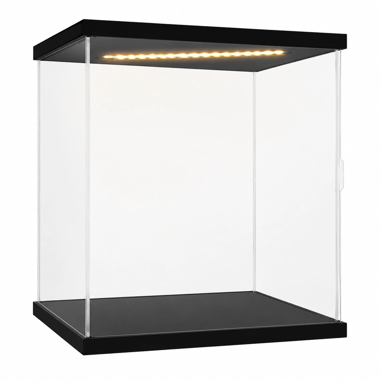 LED-beleuchtete Acryl-Vitrine für Sammlerstücke und Modellautos, quadratisch, 25x25x25cm