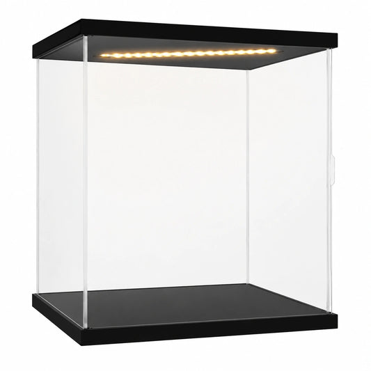 LED-beleuchtete Acryl-Vitrine für Sammlerstücke und Modellautos, quadratisch, 25x25x25cm