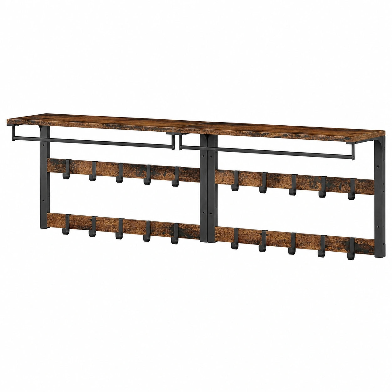 VASAGLE Wandgarderobe Set mit Ablage und Haken, Vintage Stil, für Flur und Schlafzimmer