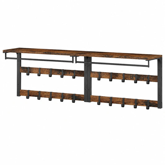 VASAGLE Wandgarderobe Set mit Ablage und Haken, Vintage Stil, für Flur und Schlafzimmer