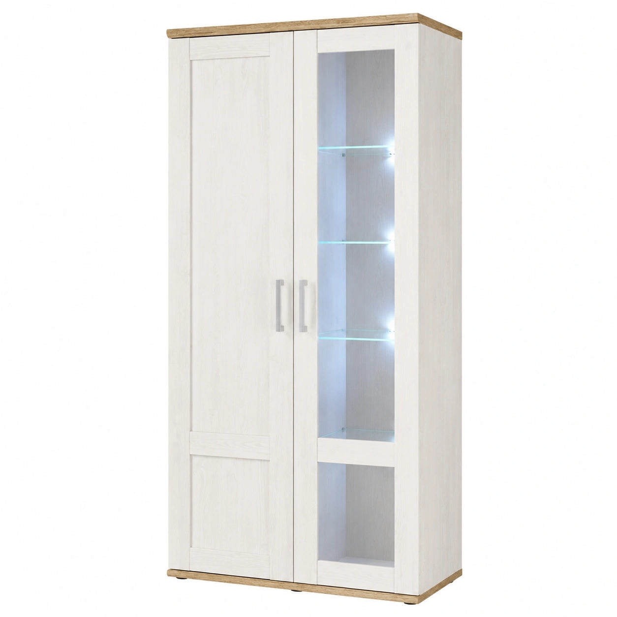Landhausstil Vitrine mit LED-Beleuchtung in Eichenoptik