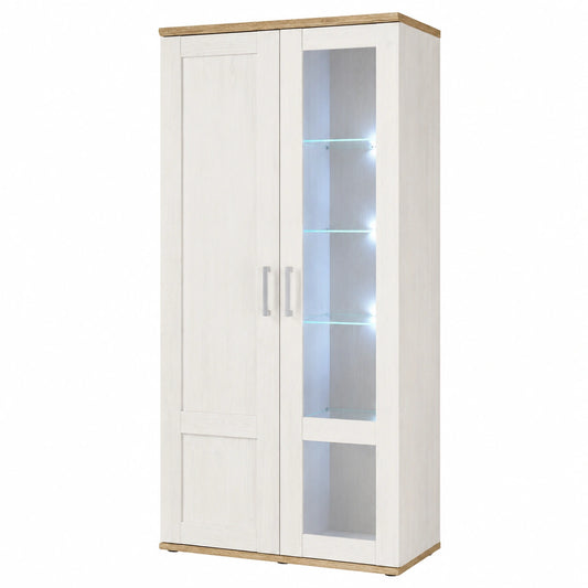 Landhausstil Vitrine mit LED-Beleuchtung in Eichenoptik