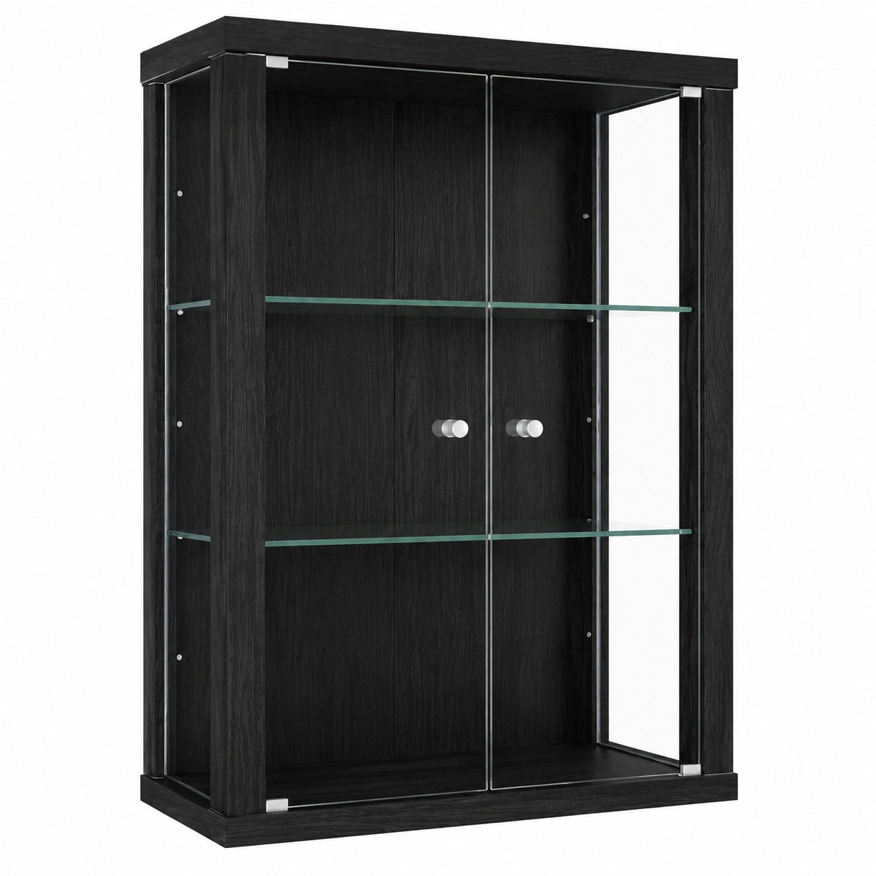 Moderne Hängevitrine aus Sicherheitsglas mit Verstellbaren Böden, Schwarz - Made in Germany