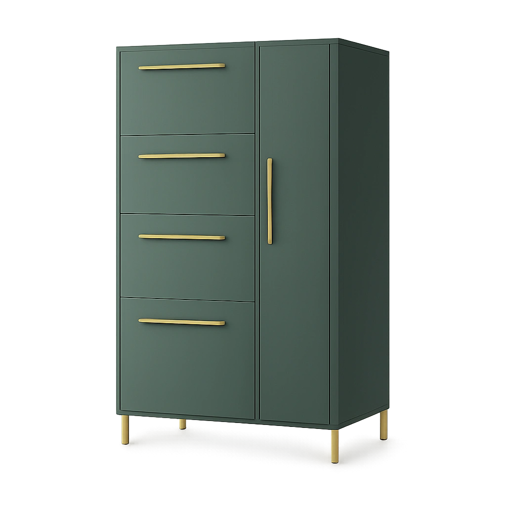Schildmeyer Kent Schuhschrank, Waldgrün & Gold, 88,4 x 30 x 174,2 cm