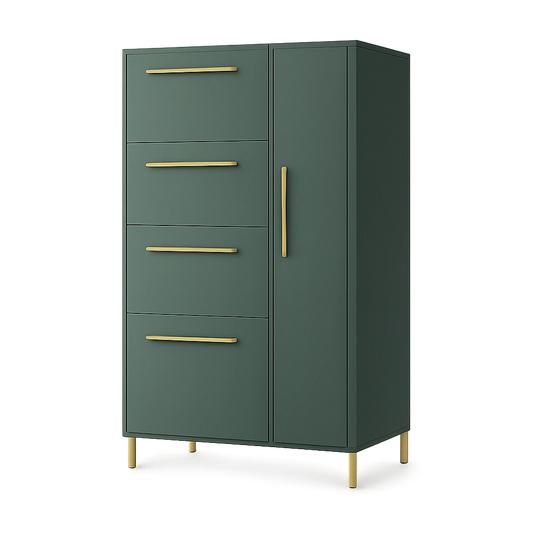 Schildmeyer Kent Schuhschrank, Waldgrün & Gold, 88,4 x 30 x 174,2 cm
