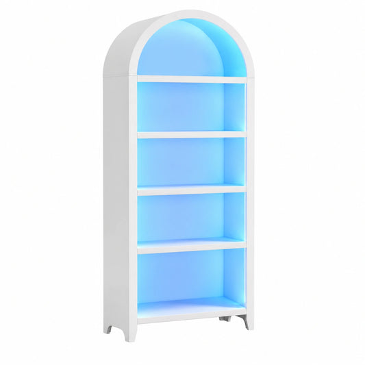 Moderner LED Vitrinenschrank mit Dimmfunktion und Sensor, 33x75x175 cm, Weiß