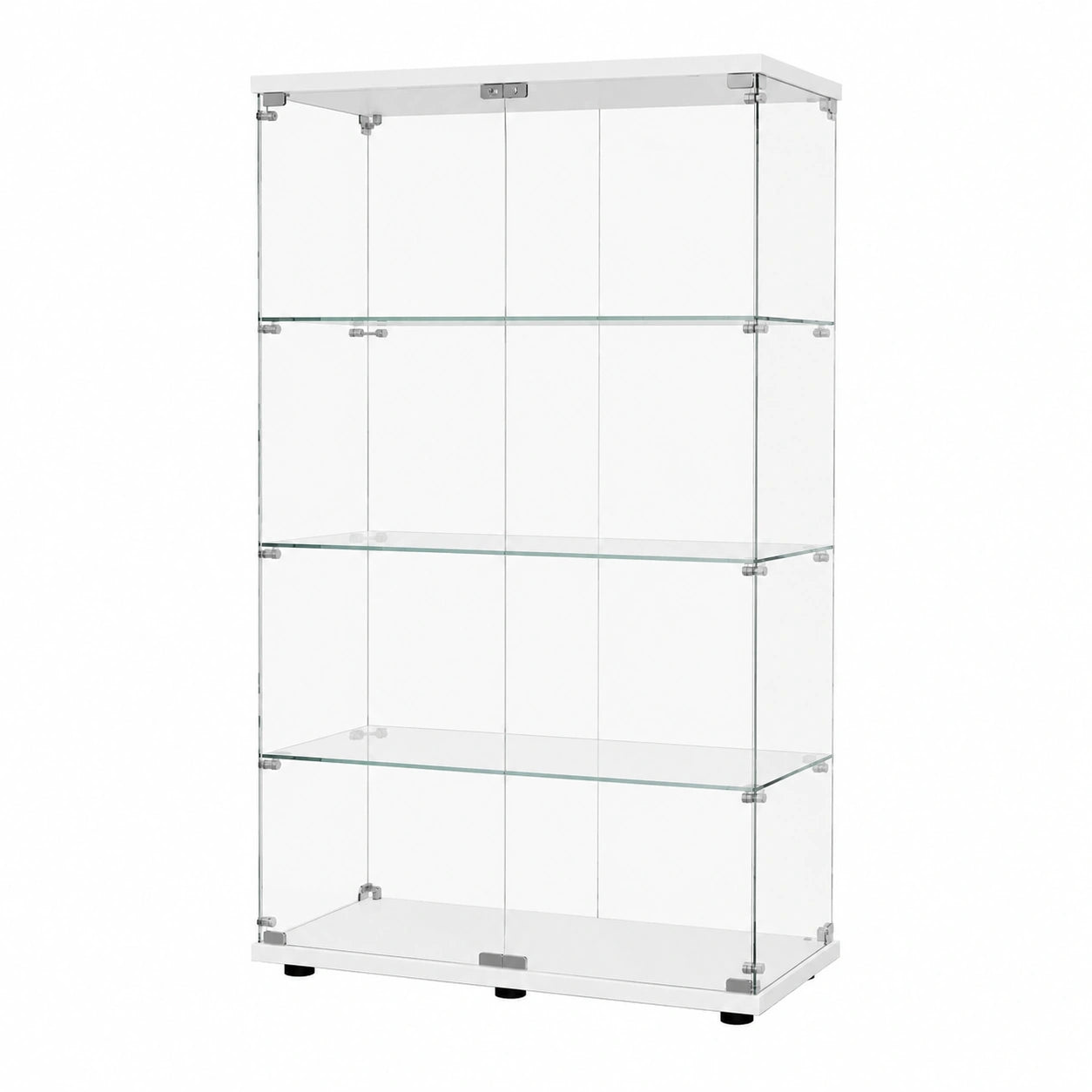 Moderne Glasvitrine in Weiß mit 3 Regalböden, ideal für Sammlerstücke und Bücher, geeignet für Büro, Wohnzimmer und Küche, 125 x 79 x 36,5 cm